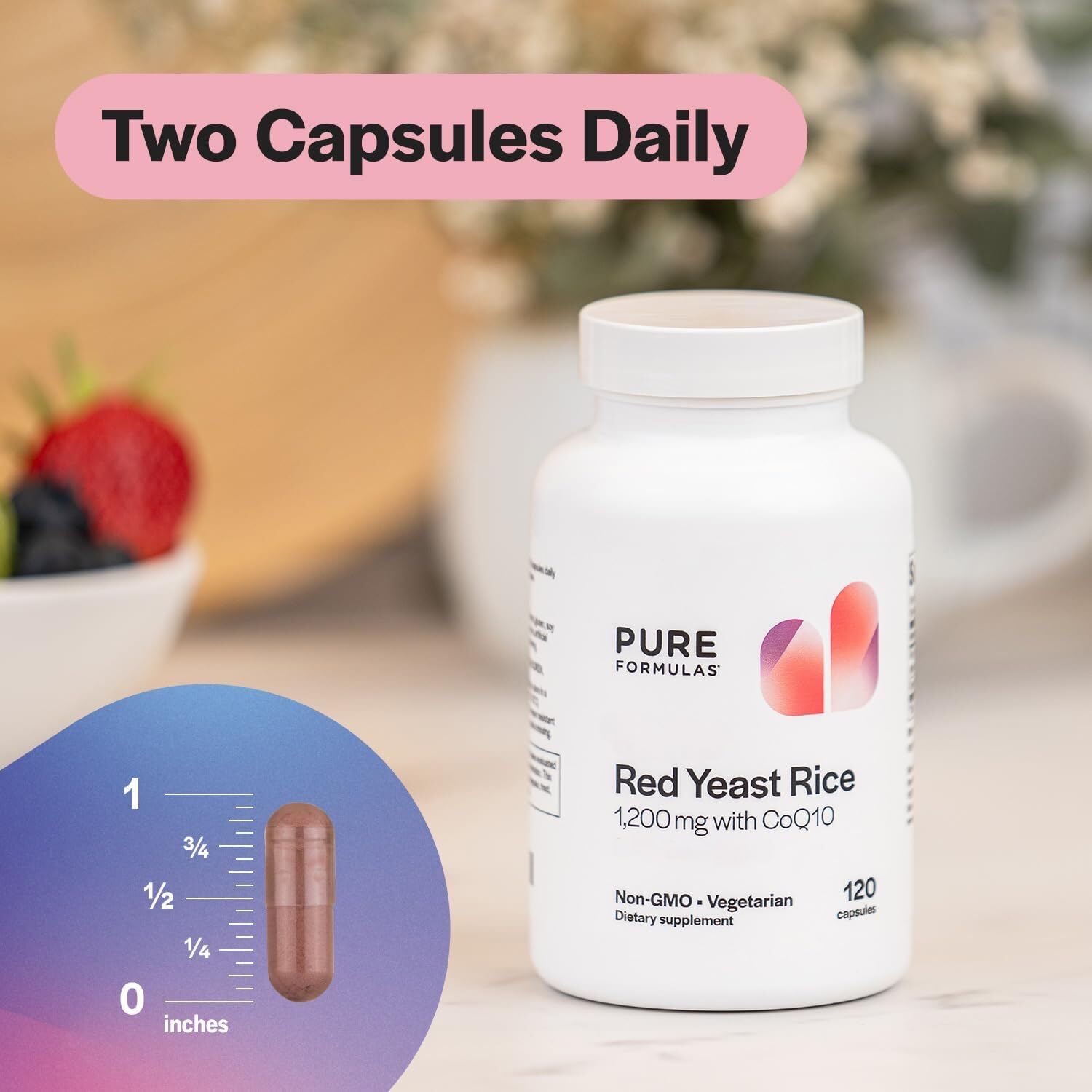 PureFormulas Extra Strength Red Yeast Rice 1200mg with CoQ10 100mg, Citrinin-Free, Non-GMO, Gluten-Free, 120 Capsules (2 Months Supply) — Amazon image 4