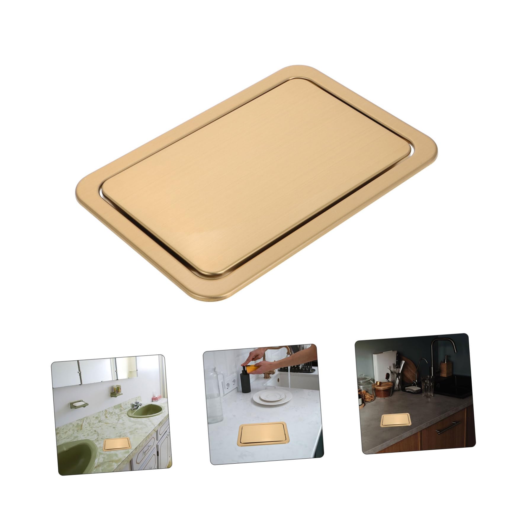 Amosfun Tapa Cubre Fregadero Acero Inoxidable Dorado para Cubo de Basura Cocina Diseño Abatible y Ahorro de Espacio Adecuado para Hoteles y Cocinas
