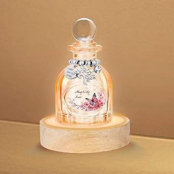 SOITIS Glass Mini Urn for Human Ashes, Small Urn with Multicolor Light Base