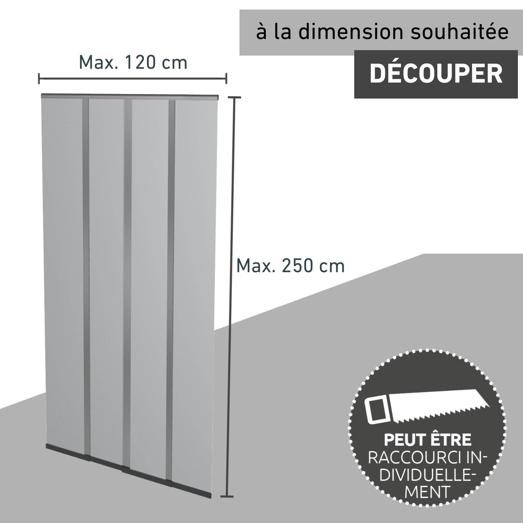 Windhager Moustiquaire porte télescopique 120 x 250 cm, rideau anti-insectes moustiques, installation facile sans perçage, passage libre pour porte balcon, anthracite, 04302