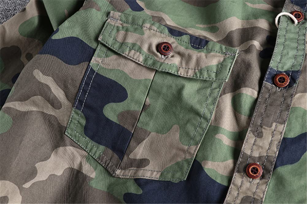 Vsadsau Camo1 Chemise cargo pour homme en plein air, randonnée, sport, militaire, décontracté, poche