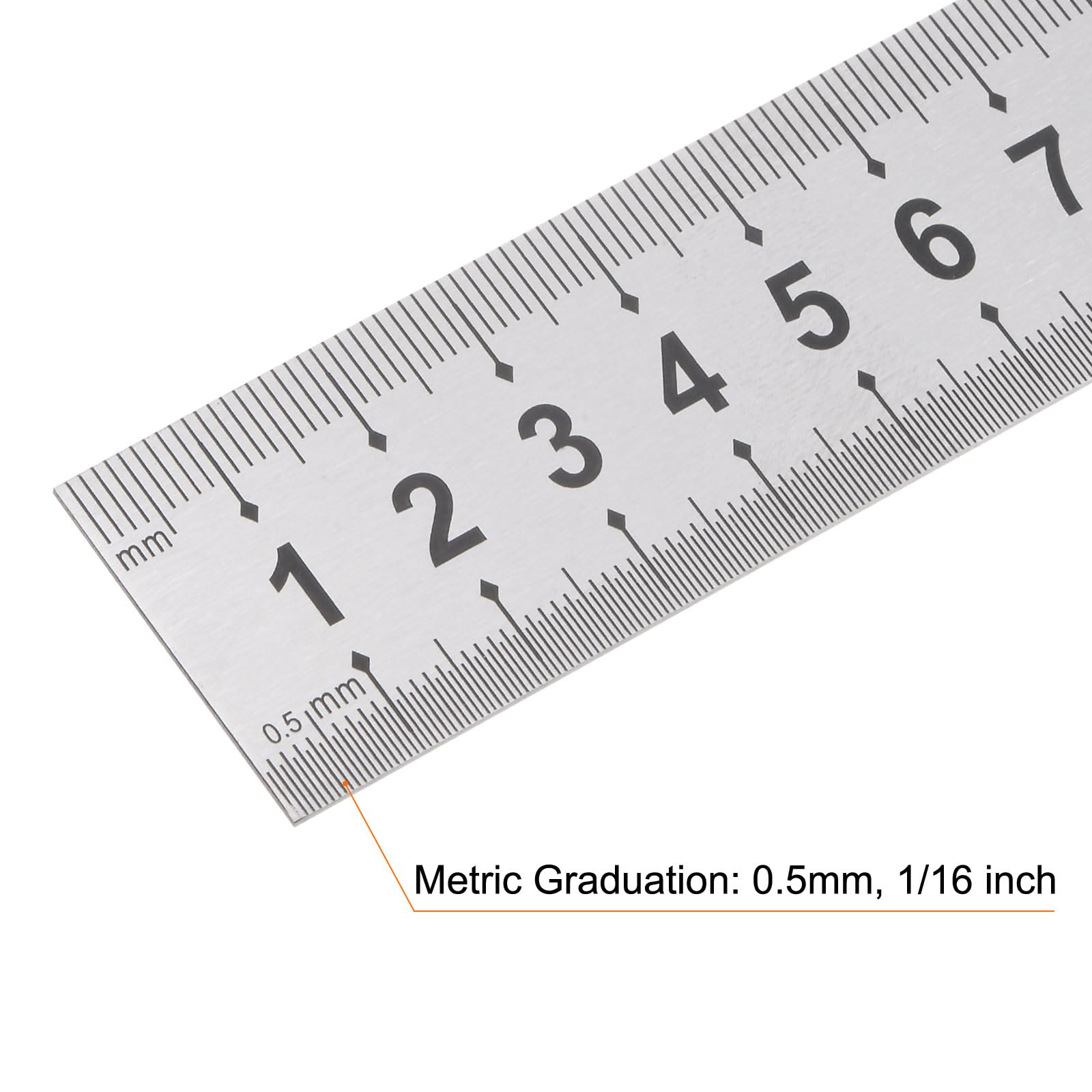 HARFINGTON 2 reglas de acero inoxidable de 50 cm, reglas de metal de 2.9 cm de ancho, herramienta de medición métrica de borde recto de graduación