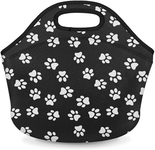 Bolsa de almuerzo de neopreno con estampado de patas, reutilizable, aislada, suave, ligera, bolsa de almuerzo para mujeres y hombres, bolsa de
