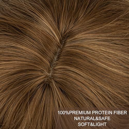 Image of PORSMEER Hair Toppers for Women Hair Topper Short Pixie Cut Toppers Hair Pieces for Women with Thinning Hair Synthetic Toppers for Thin Hair Hair Topper Wiglets (Medium golden brown)