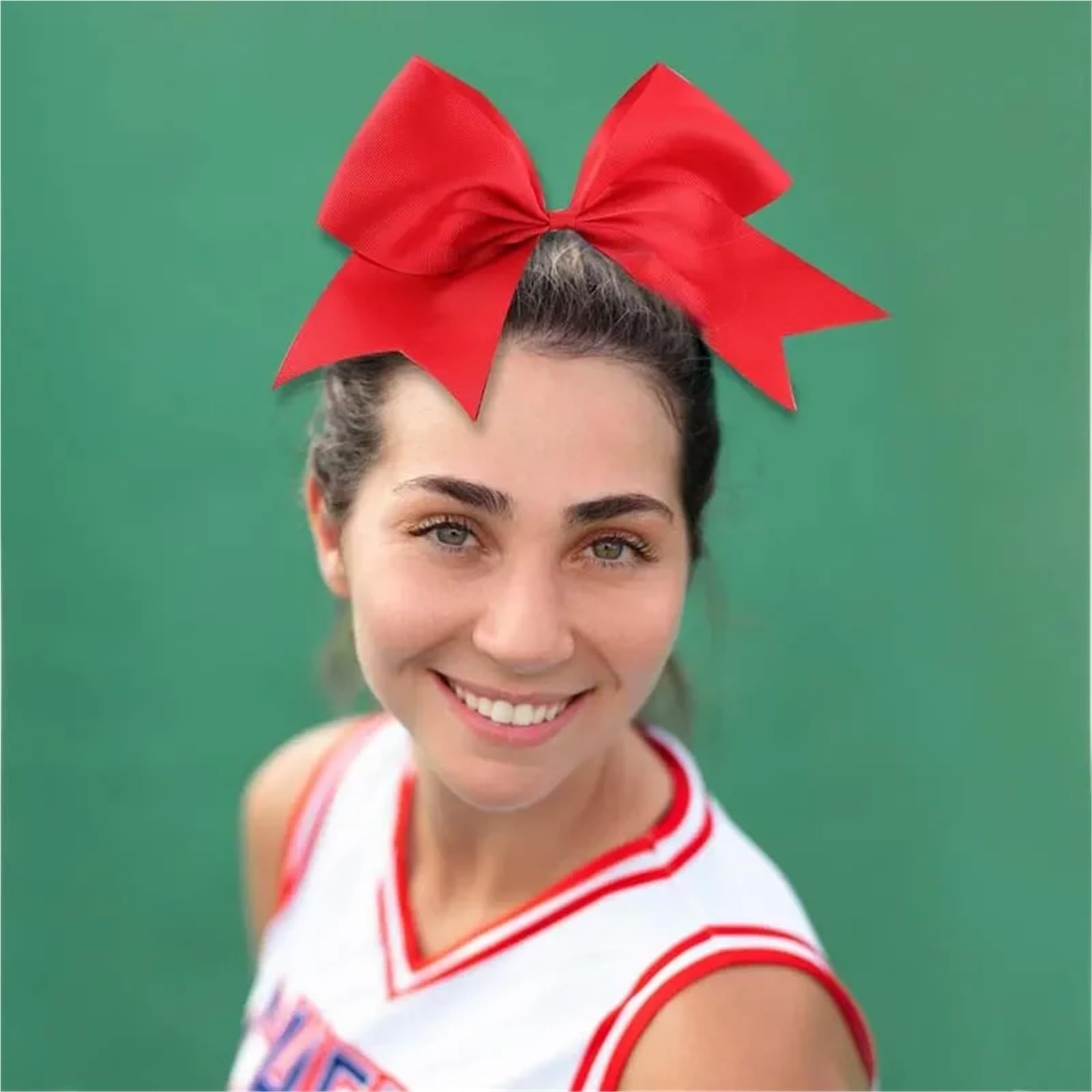 16 pezzi fiocchi for capelli da cheerleader tinta unita fiocco grande con elastico carino fascette for capelli for donne ragazza nastro fiocco elastico fascia copricapo accessori Per Ragazze Adolescen