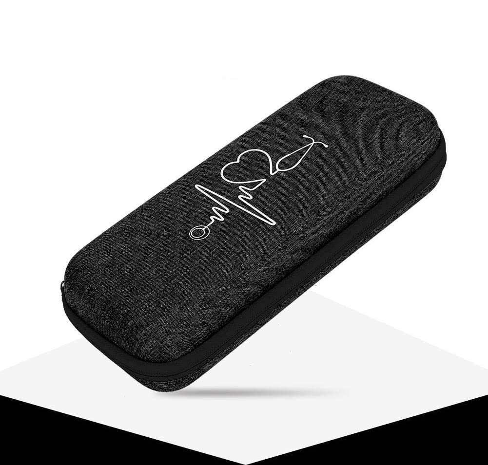 Wytino Stethoscope Storage Bag, Multifunctional Stethoscope Travel Eva Storage Bag Case Box with Mesh Pocket for Stethoscope Protection (Black)