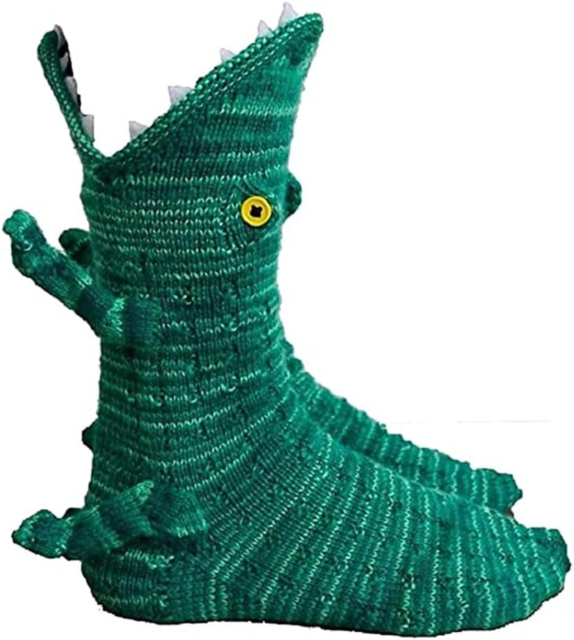 Knit Animal Sock Adult Unisex Funny Socks Crocodile Socks Crochet Knitted Winter Warm Alligator Socks Men Women