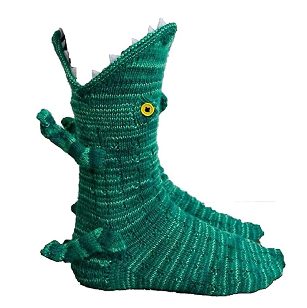 Knit Animal Sock Adult Unisex Funny Socks Crocodile Socks Crochet Knitted Winter Warm Alligator Socks Men Women