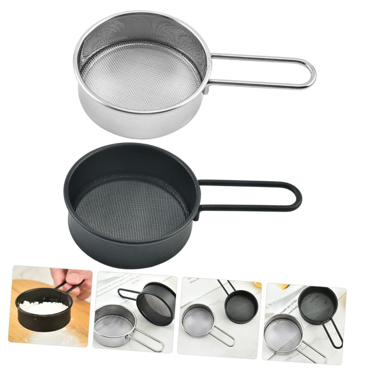 Set mit 10 winzigen Küchensieben aus Edelstahl mit feinem Netz – ideal zum Filtern von Mehl, Kaffee, Öl und Pulver – kreatives Siebwerkzeug für den Hausgebrauch