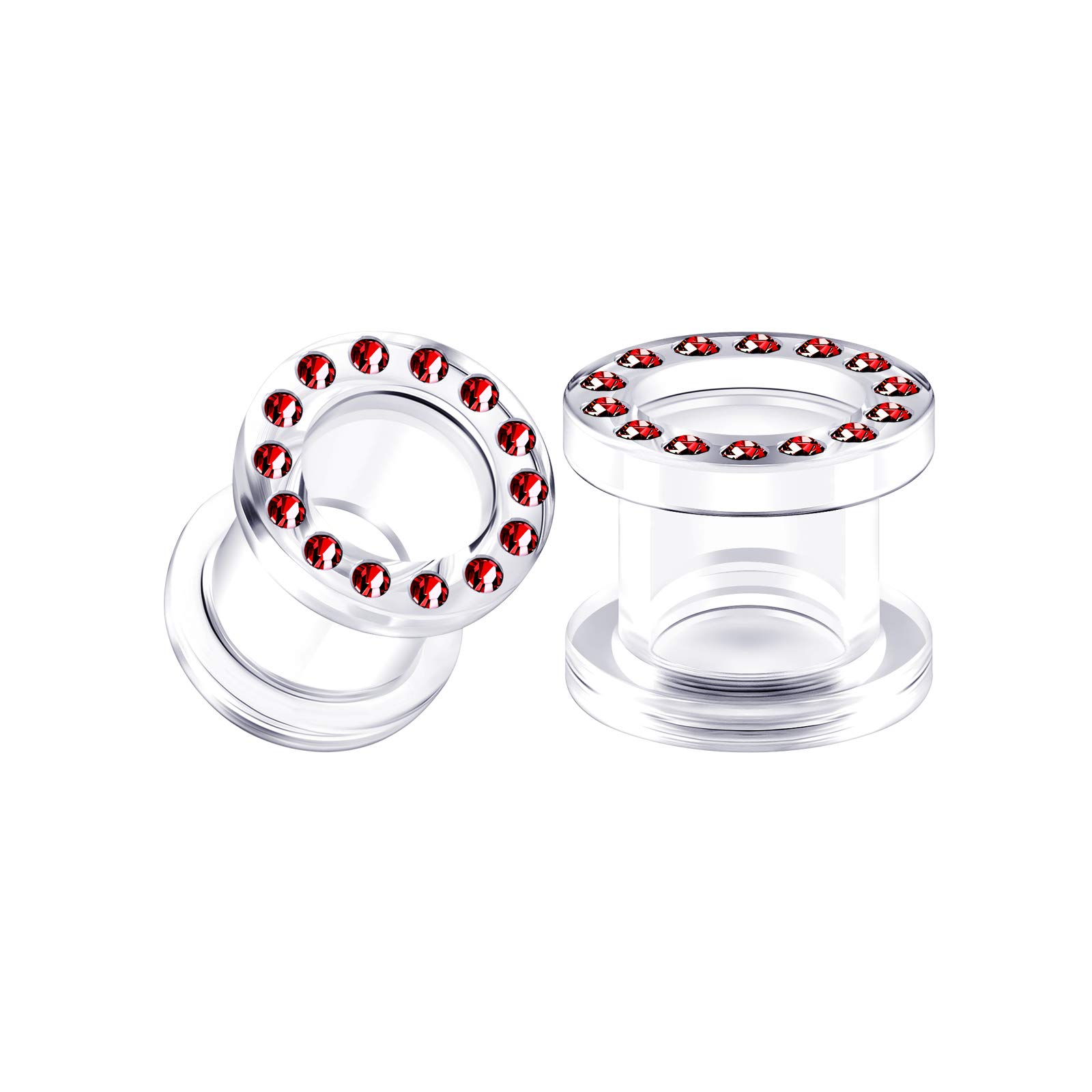 Clear Acrylic Screw-Fit Ear Tunnels / Flesh Plugs – Stretcher Jewelry For Ear Lobes, External Thread, Various Sizes