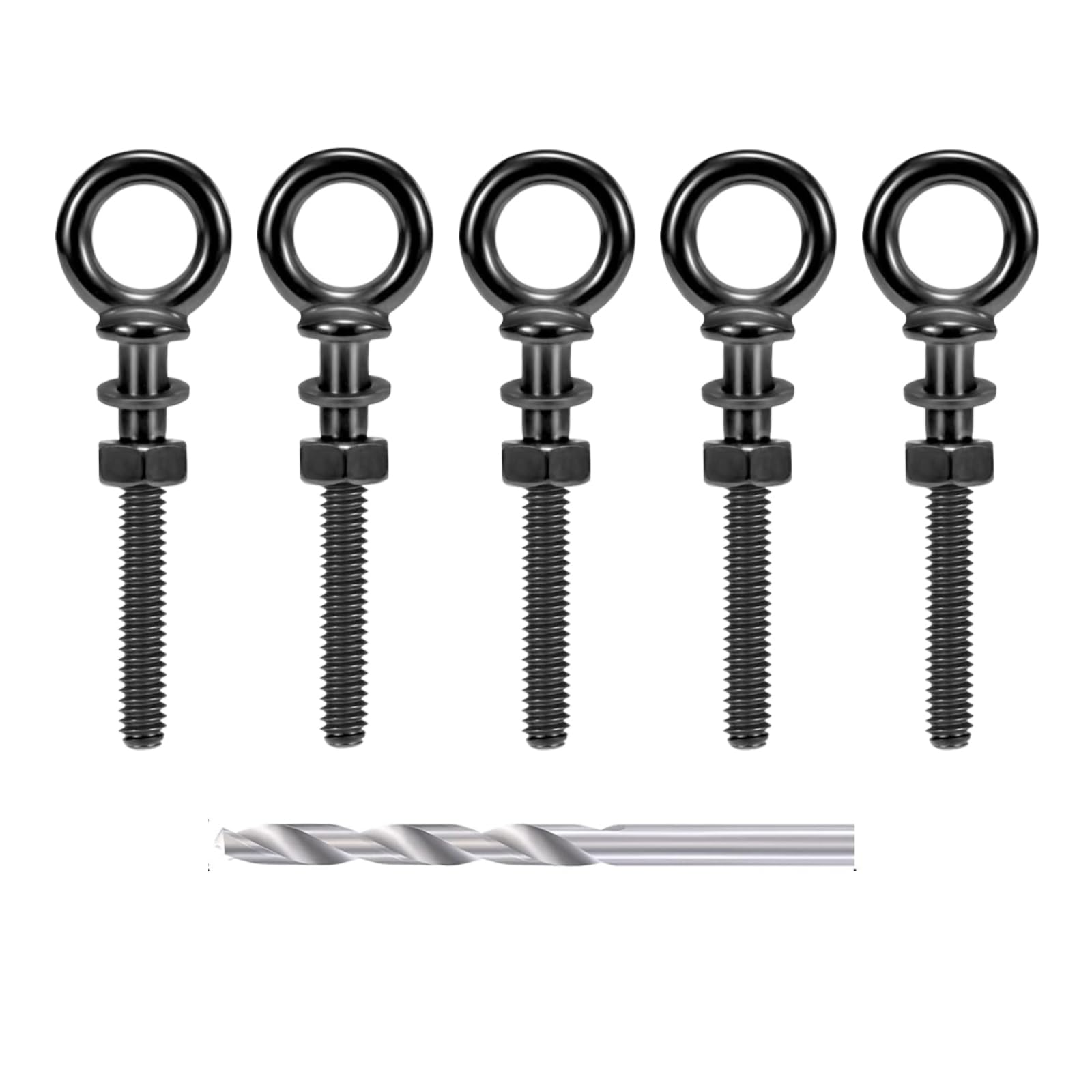 Helffer 5 Pack Eye Bolt, 1/4” x 3
