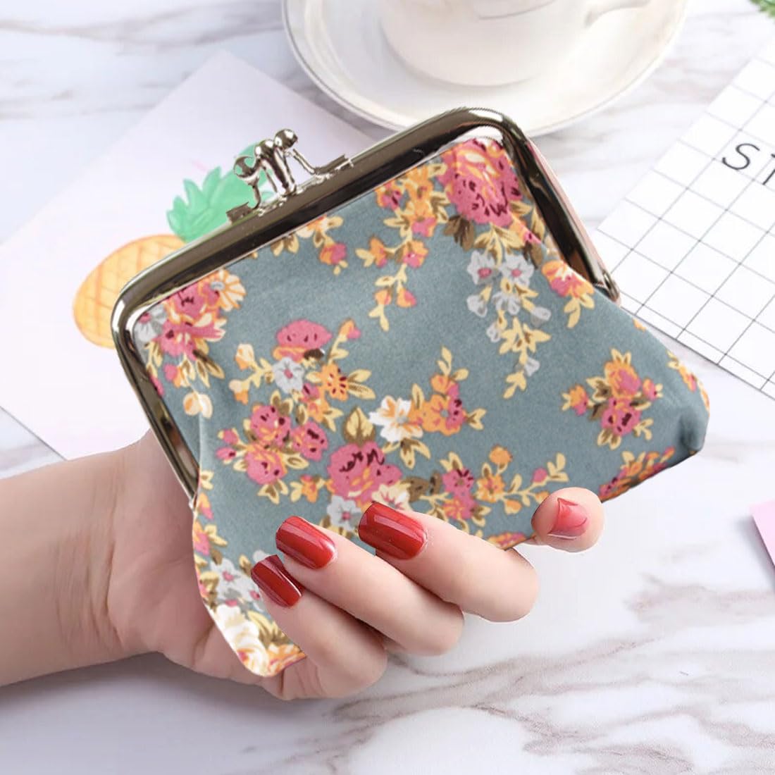 Set 8 Portamonete Mini In Tela - Pochette Per Trucchi E Oggetti Piccoli Con Cerniera, Multicolore - Foto 3