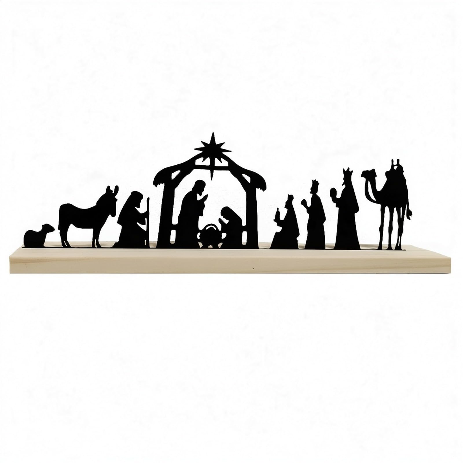 Zmupl Nativity Scene Set for Christmas Decorations Indoor, Black, Metal, #B