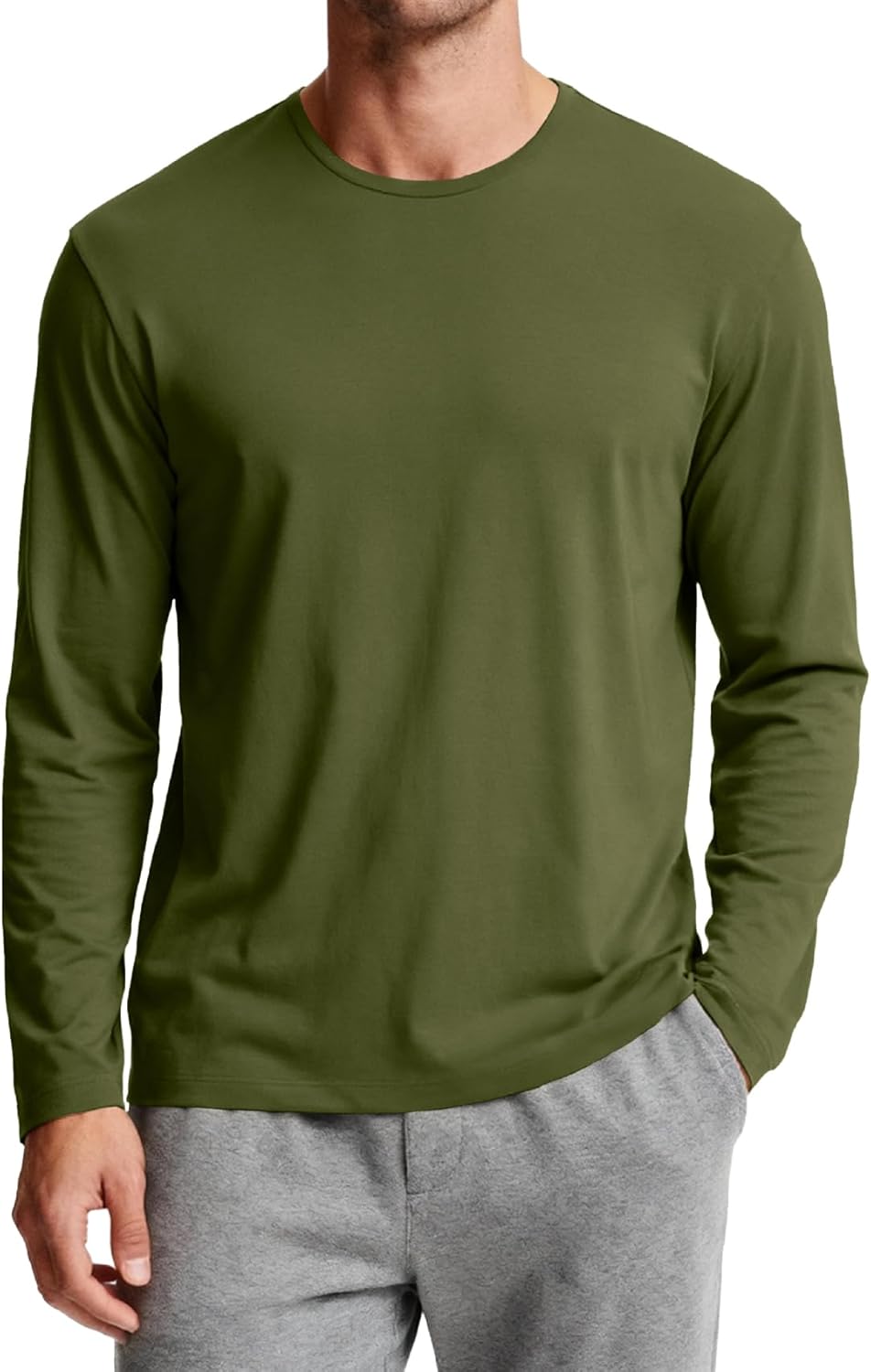 Mens Thermal Long Sleeve Shirt Basic Undershirt Lightweight Pullover Base Layer Underwear Tops