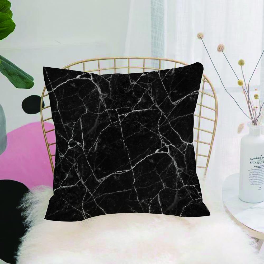 HYOSXW Cushion Cover,Throw Pillow Case Home Decorative for Living Room Bedroom Sofa Chair 16X16 Inch,Black and white cracked marble stone wall texture seamless background,Pillowcase 40X40cm