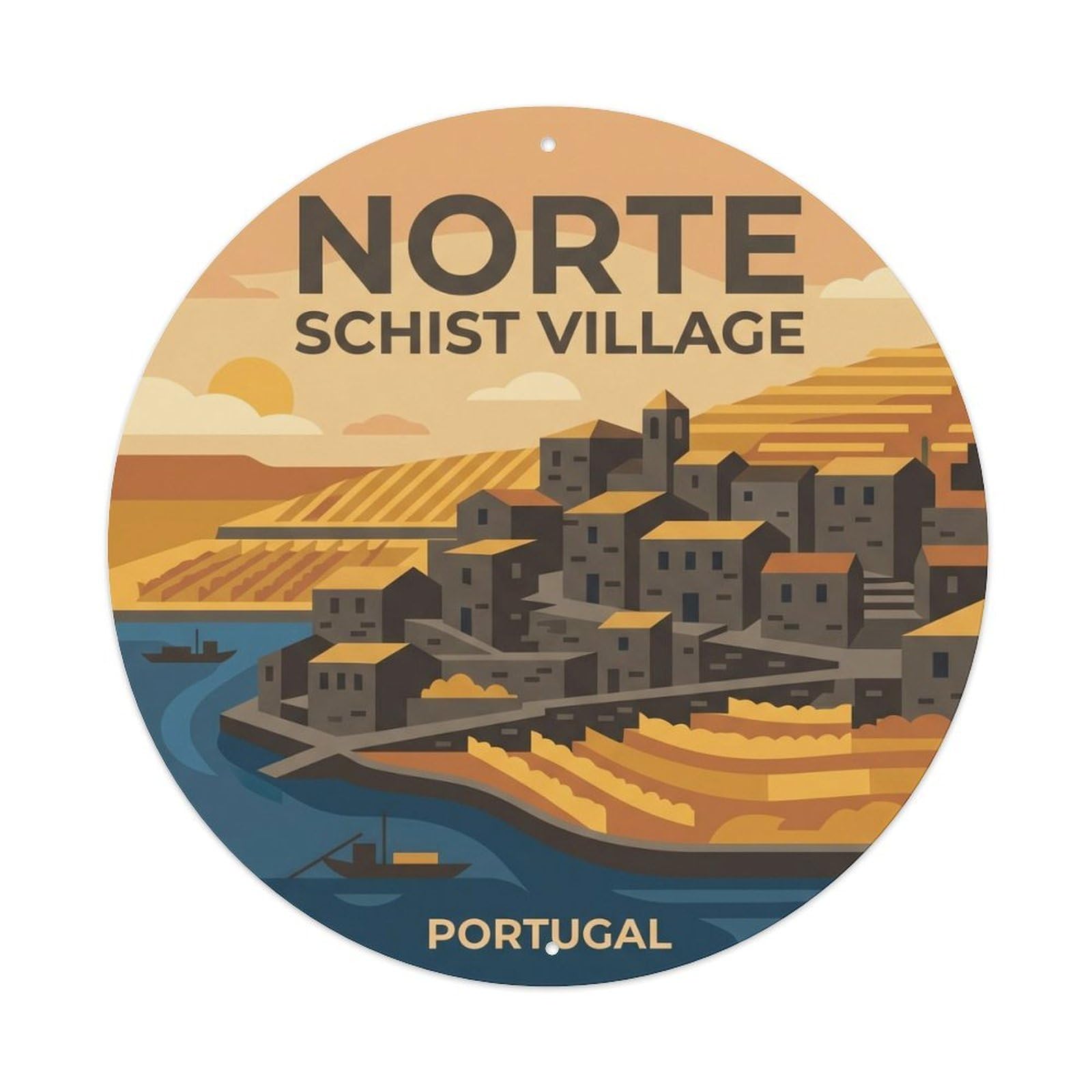 Olhnbad Style Portugal Norte Douro Schist Village Portuguese Heritage Metal Tin Sign