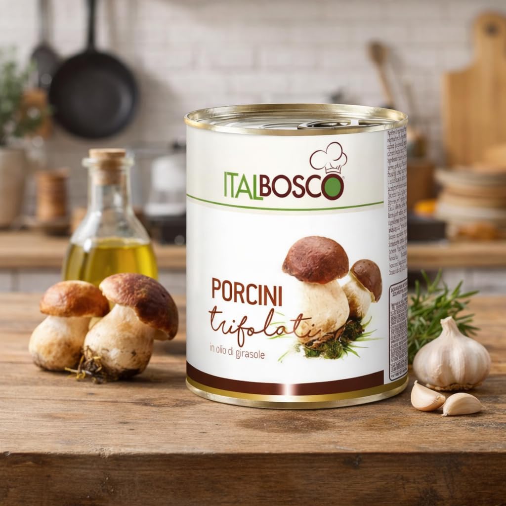 Funghi Porcini Trifolati a Fette in Olio di Girasole 800 g – Porcini Selezionati per Cucina Professionale e Ristorazione – Confezione da 1 o 3 Vasi (1)
