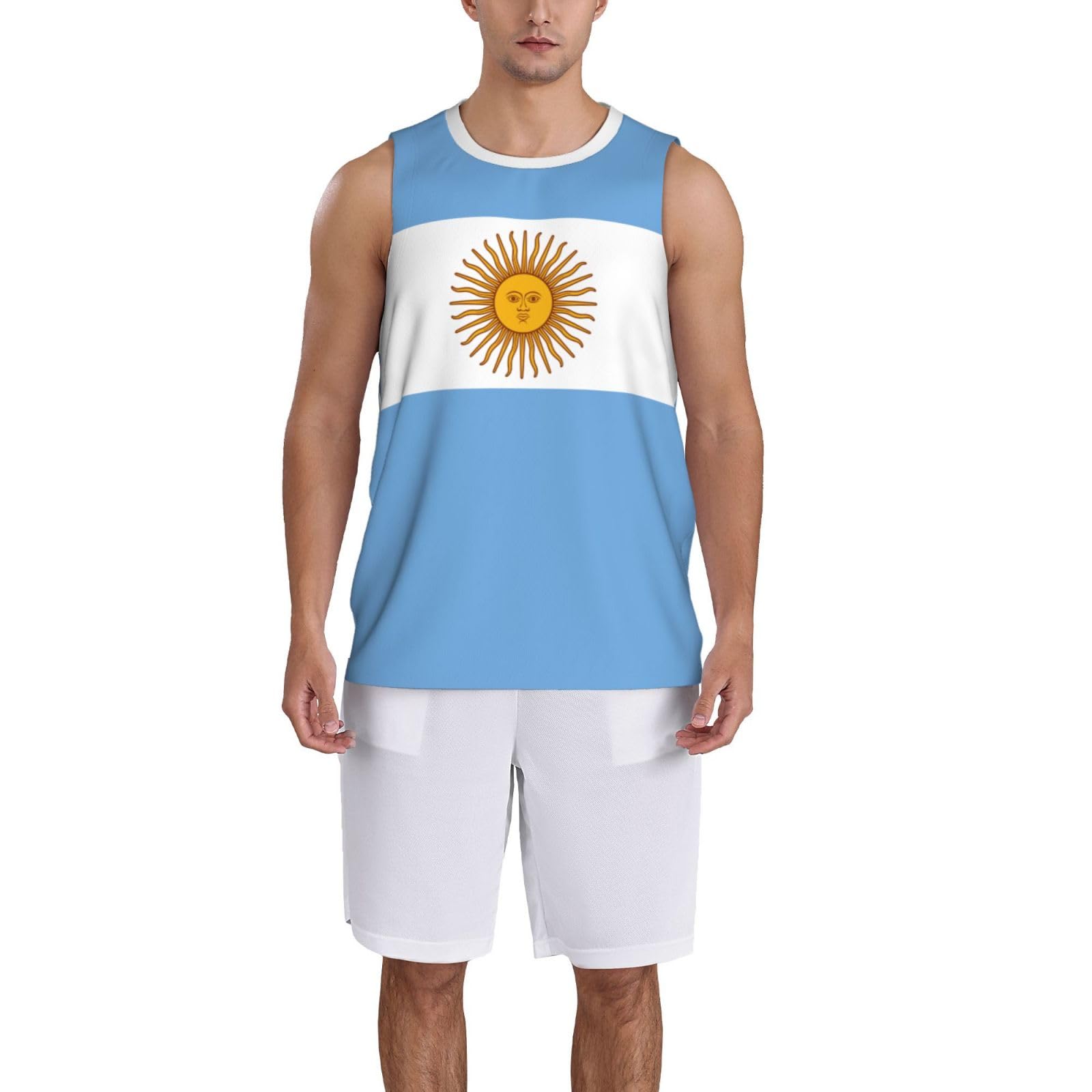 DABOYOZHZH Argentina Flag Basketball Jersey Sports Jerseys for Men Running Fitness Training Sleeveless T Shirt
