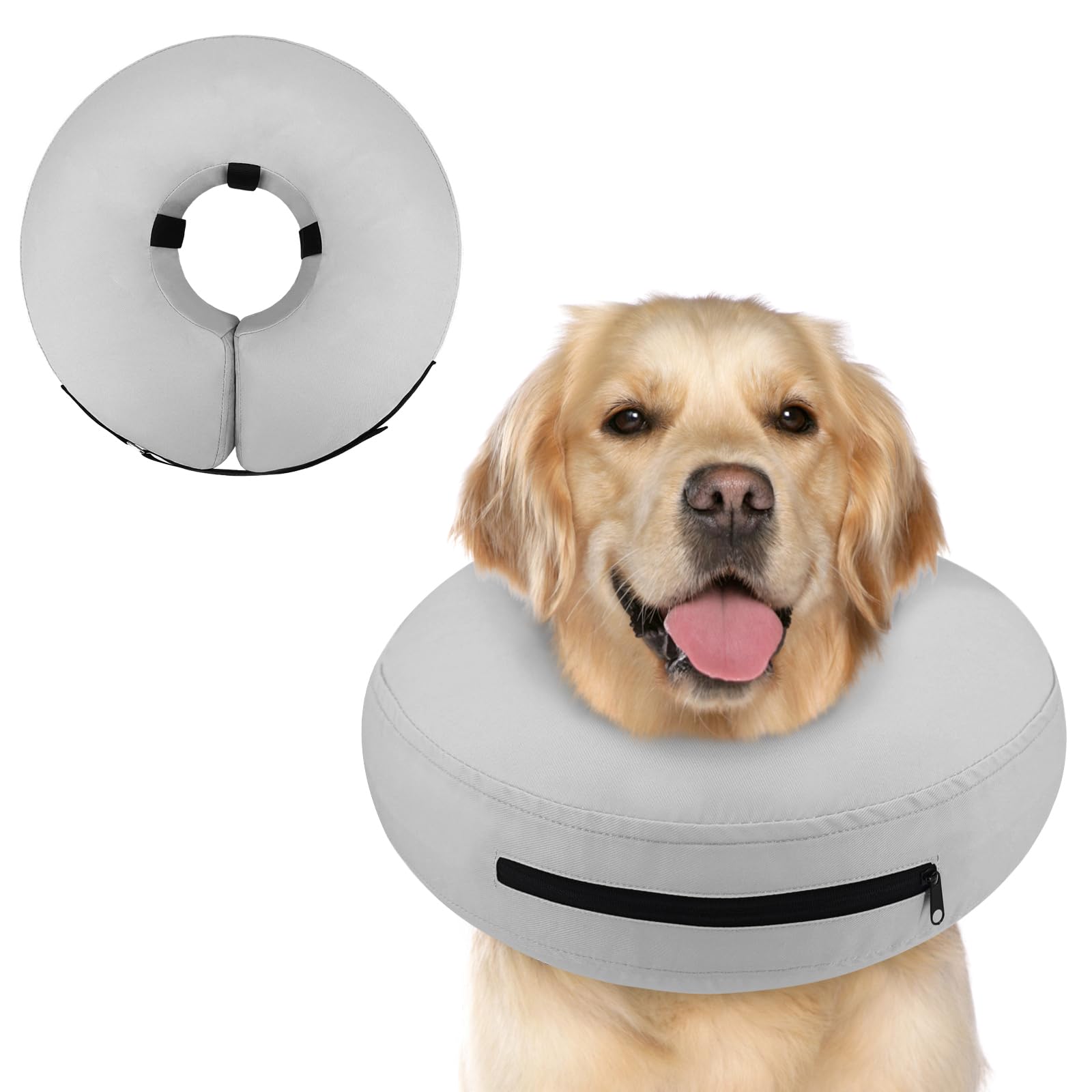 Supet Inflatable Dog Cone Collar Alternative After Surgery, Dog Neck Donut Collar Recovery E Collar to Stop Licking, Soft Pet Cone for Small Medium Large Dogs