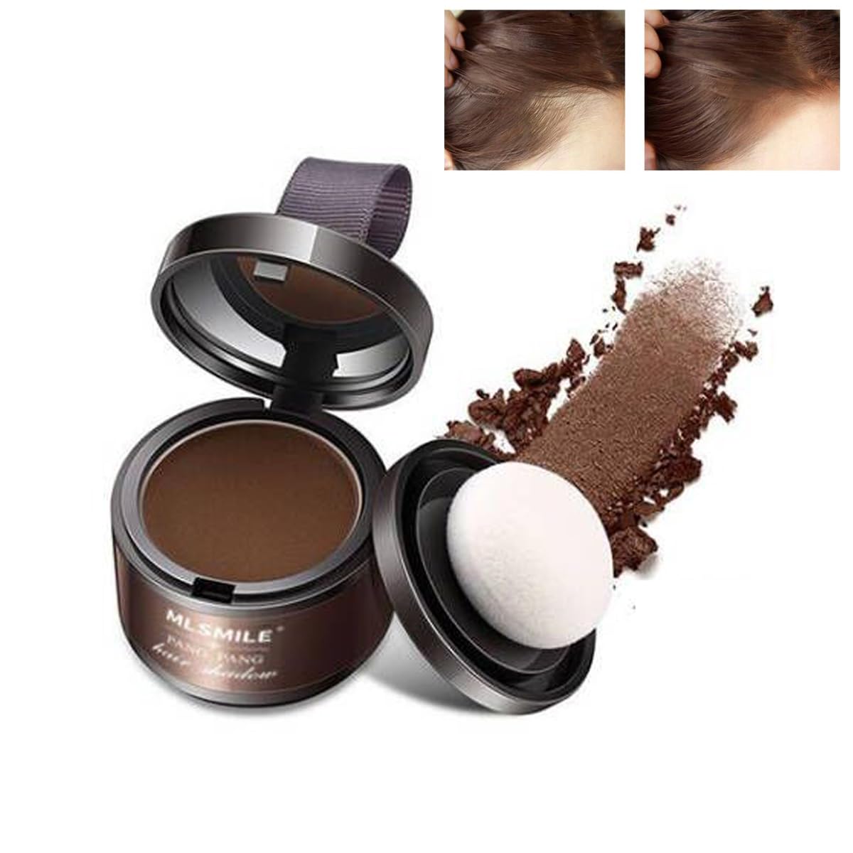 PakivsHairline Powder,Sweatproof Hair Root Concealer with Mirror and Puff,Root Touch up Powder,Hair Shadow Toppers for Women & Men,Touch Up for Thinning Hair (Dark brown, One Size)