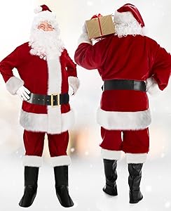 SHEJIZE Santa Claus Costume for Men Santa Costume Santa Suit Adults Men Santa Outfit