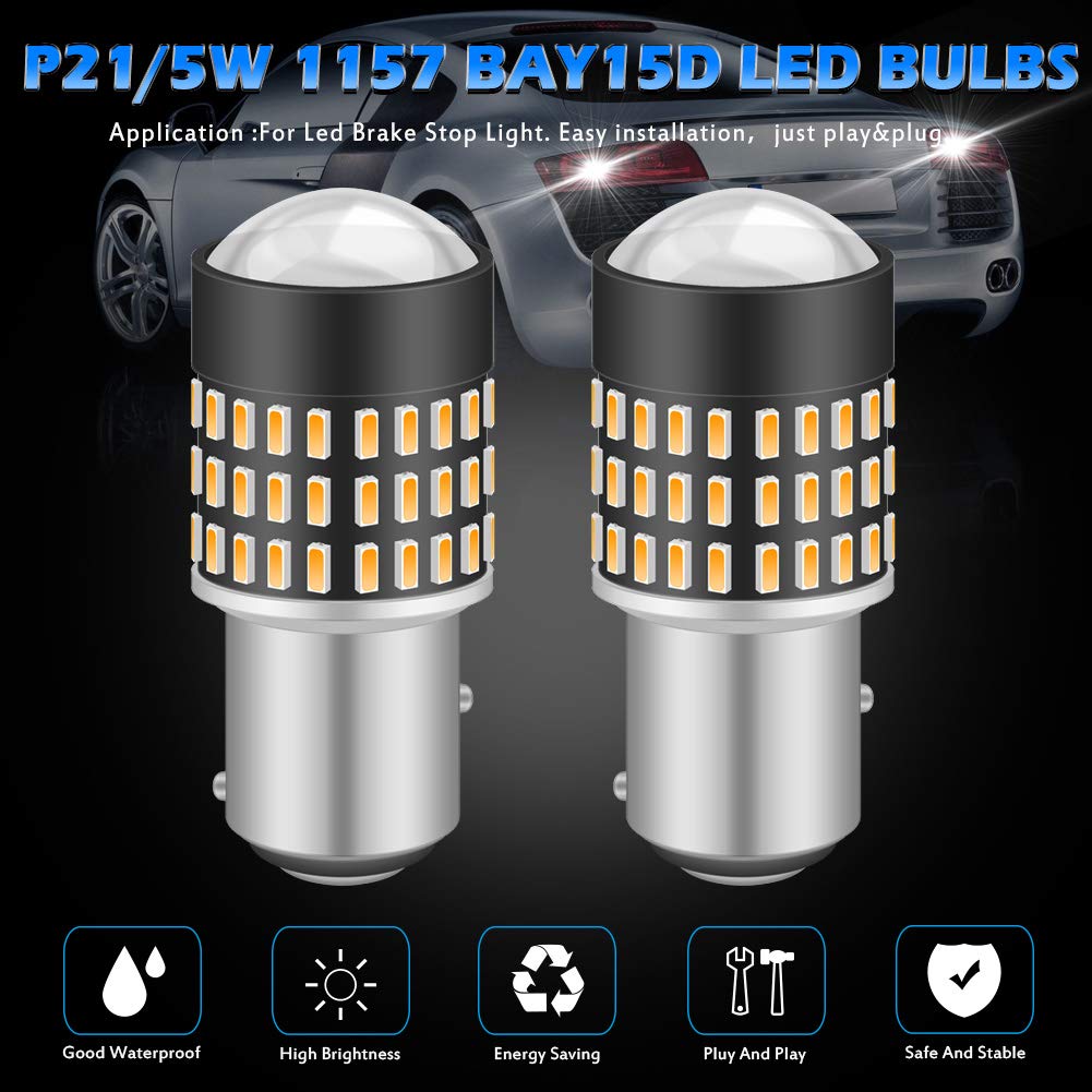 KATUR 1157 BAY15D 1016 1034 7528 żarówka LED 900 lumenów 3014 78SMD żarówki LED do kierunkowskazu hamowania, cofania, cofania, światła hamowania, bursztynowe (opakowanie 10 szt.)