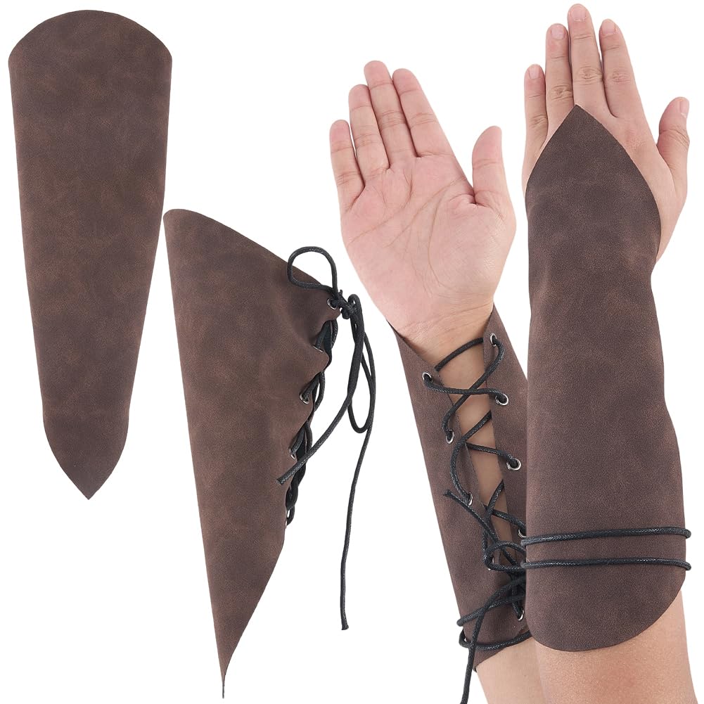 CALFOVERA 2Pcs Viking Armor Guards Olive Green Faux Suede Medieval Renaissance Soft Adjustable Unisex Costume Arm Cuff Wristband Guard Bracers for Cosplay Halloween Party Accessories Men Women — image 1