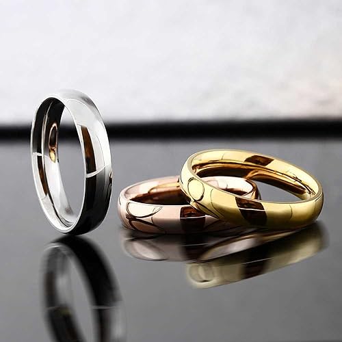 Miniatura 4 de Gem Stone King Stainless Steel Rose Yellow Gold and Silver 3 Tri-Color Stacking Set of 3 Band Ring Available In Size 6, 7, 8, 9, 10, 11, 12
