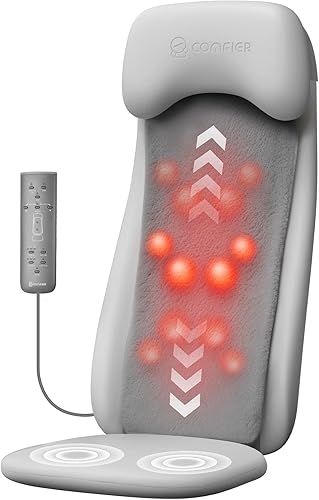 COMFIER Shiatsu - Masajeador de espalda con calor, masajeador de tejido profundo con vibración, cojín de asiento de masaje Shiatu, cojín de asiento