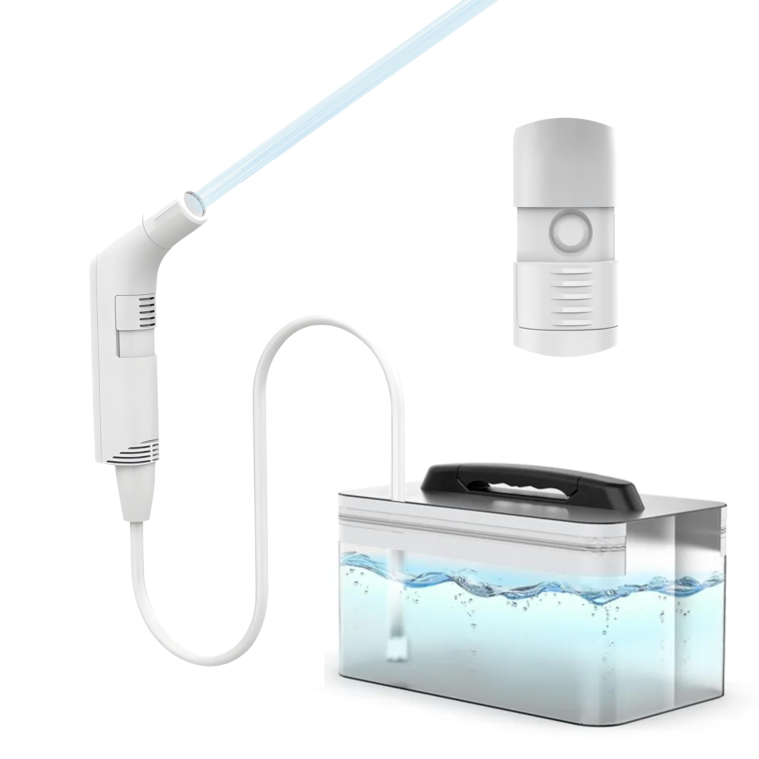 ZEY LUXEElectric Rechargeable Handheld Personal Travel Bidet Sprayer for Toilet, Bathroom and Outdoor Hiking, Sprayer Muslim Shower Spray Clean with 2.3 Liters Water Storage - White