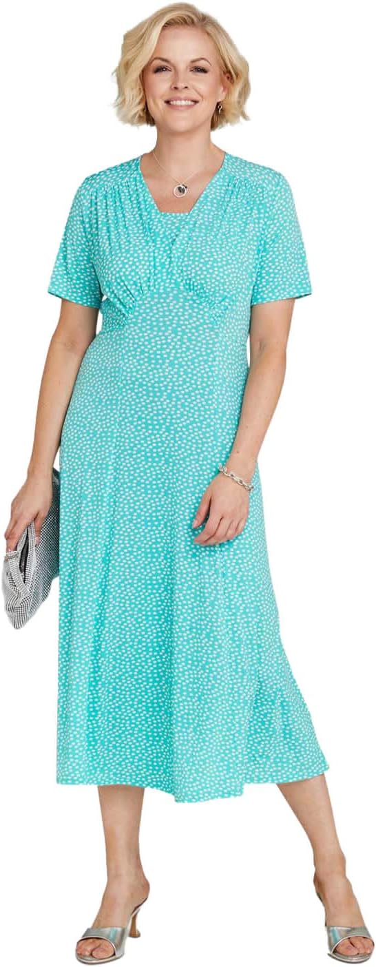 Ladies 41 Inch Spotted Tea Dress, 1940s Inspired Fit with Curved Waist Seam (Available in Size 10-22)