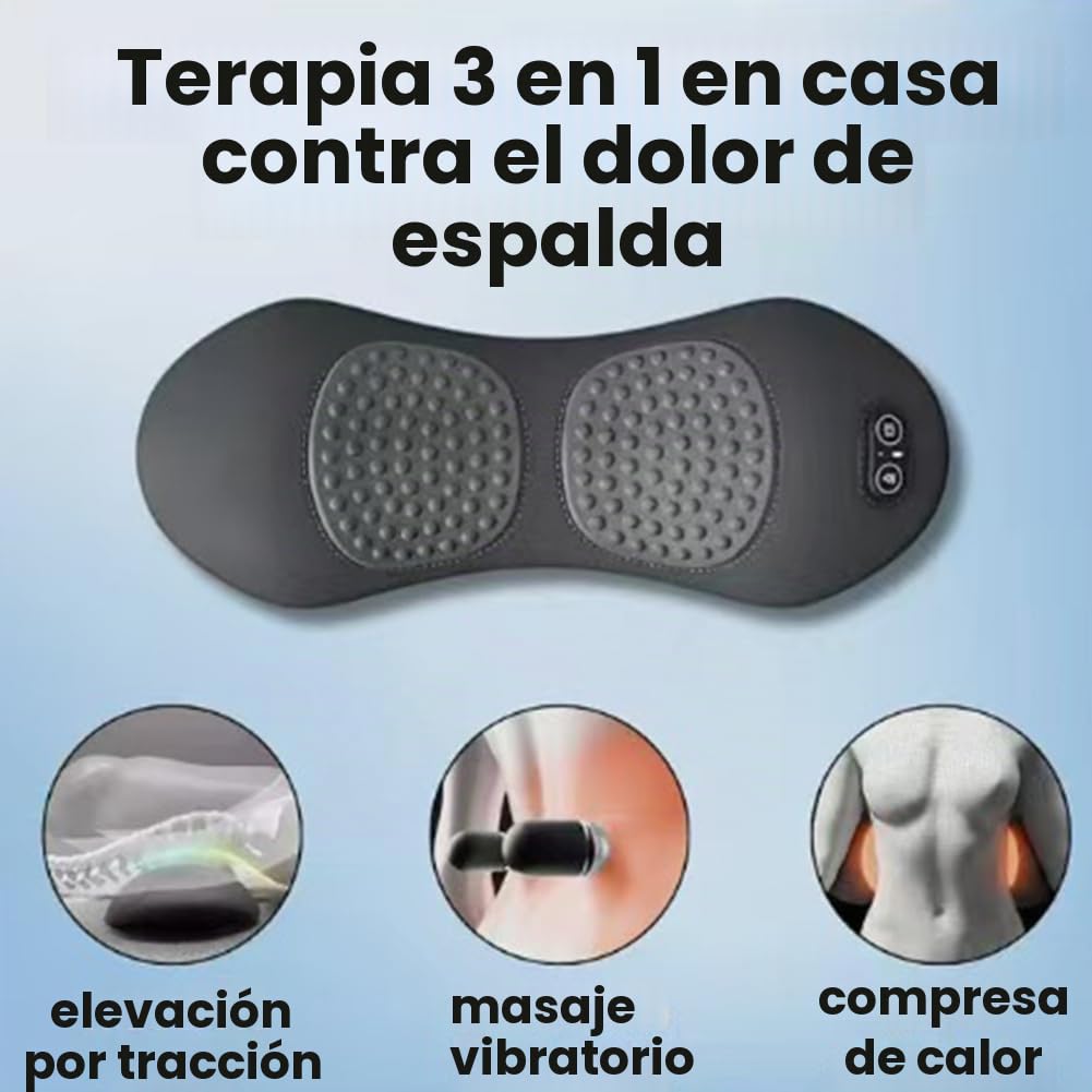 Masajeador de espalda 3 en 1, masajeador de espalda triple fusión con calor, vibración, levantamiento de tracción, masajeador eléctrico de ciática de 135° para espalda y cuello, portátil y enchufable