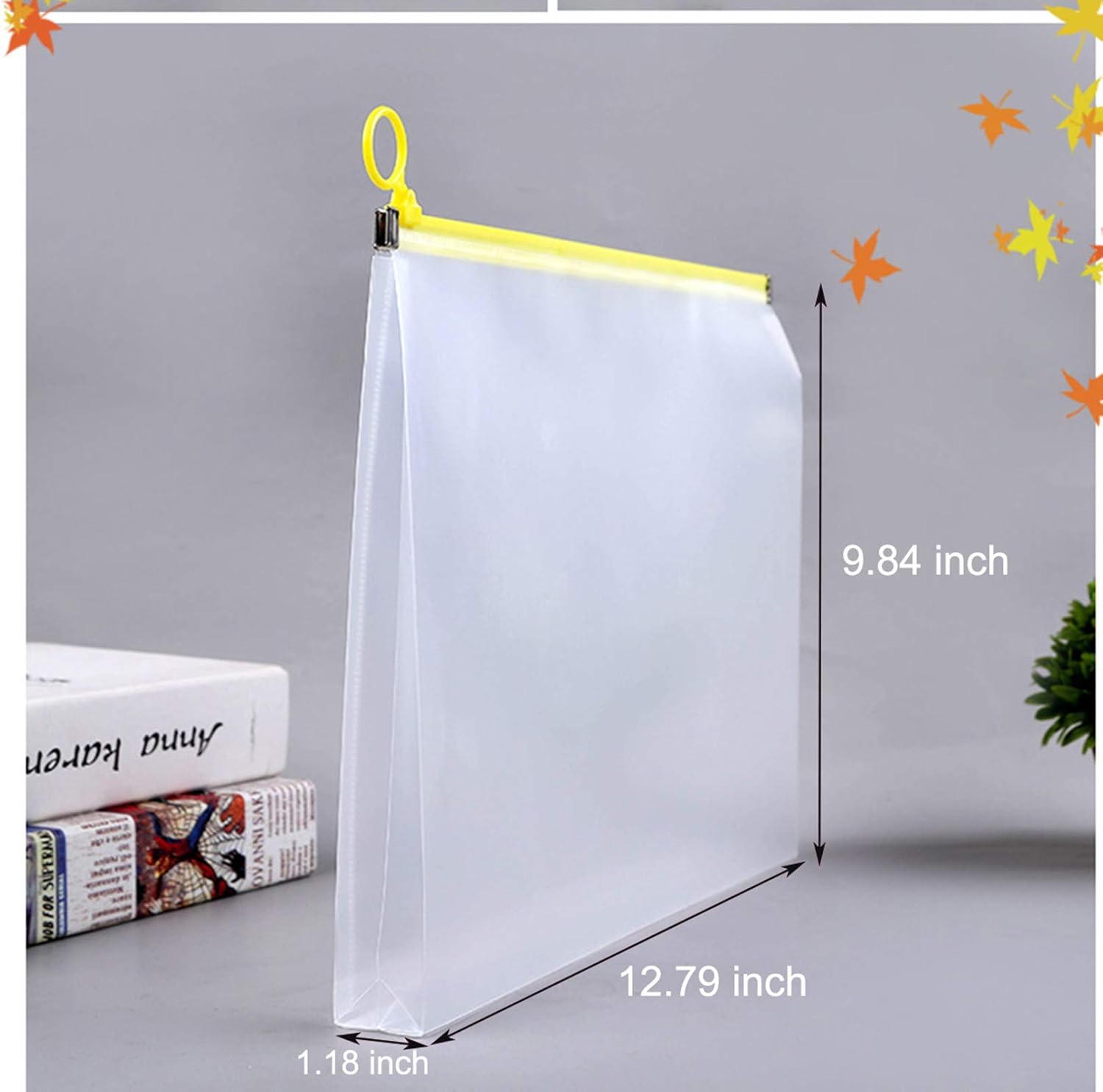 YESSART 9x12 Clear Zip Plastic Envelopes File Document Paper Holder Pack of 12 : Office Products