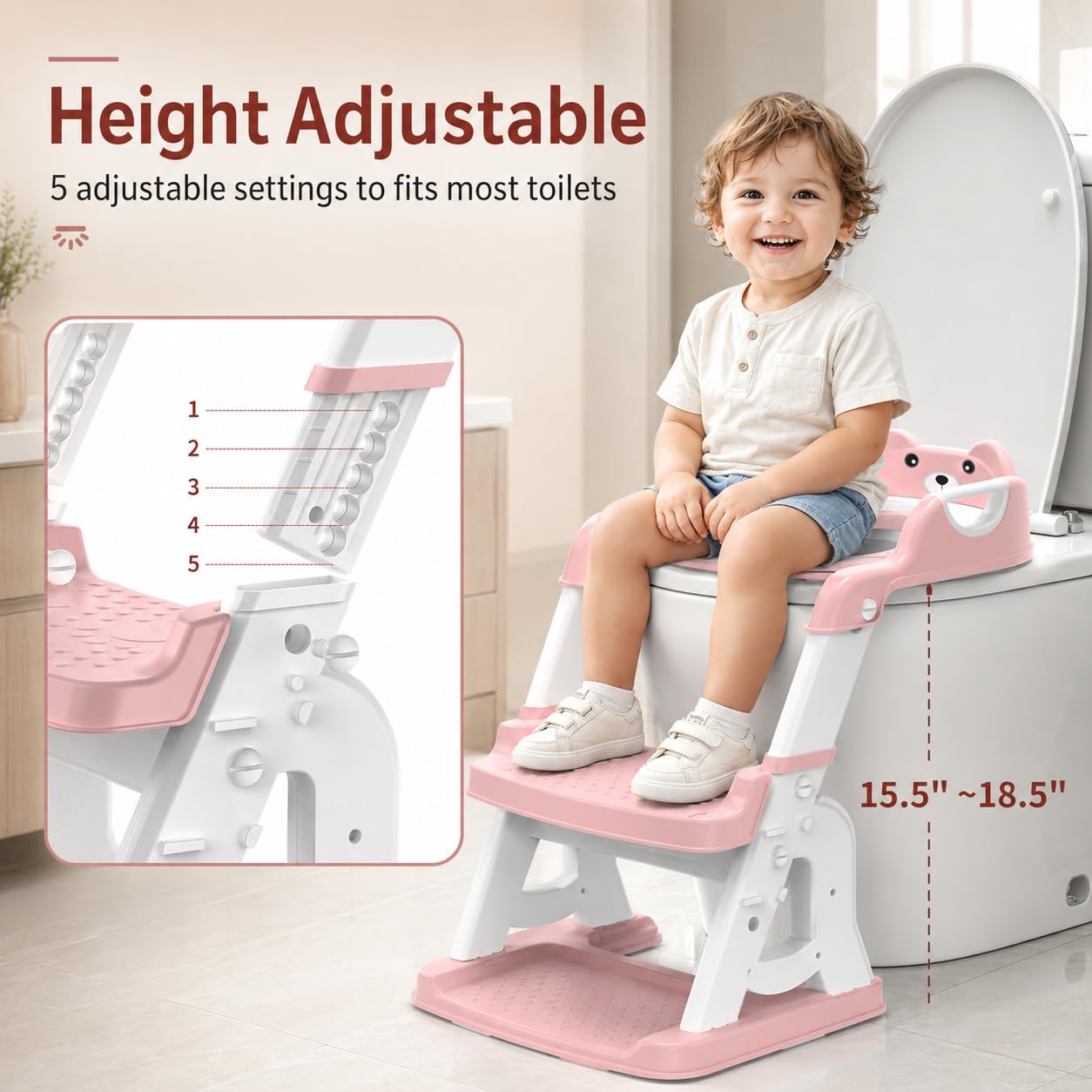 Meulife Asiento de entrenamiento para ir al baño, inodoro 2 en 1 para niños pequeños, asiento de inodoro para niños y niñas con protector contra salpicaduras, almohadilla antideslizante y taburete