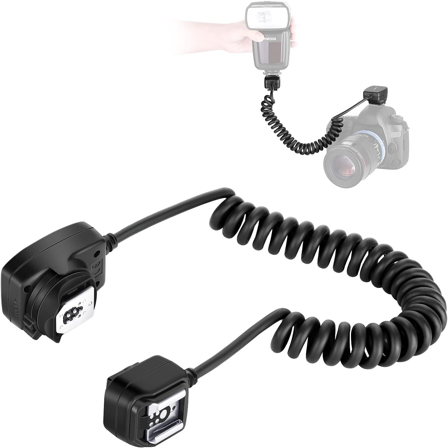 4.2'/1.3m TTL Off Camera Flash Speedlite Cord compatible with Canon DSLR 800D/750D/700D/650D/600D/7D2/7D/6D2/6D/5D4/5D3/5D2/5DS/1D4/1D3/100D/80D/70D/60D Cameras