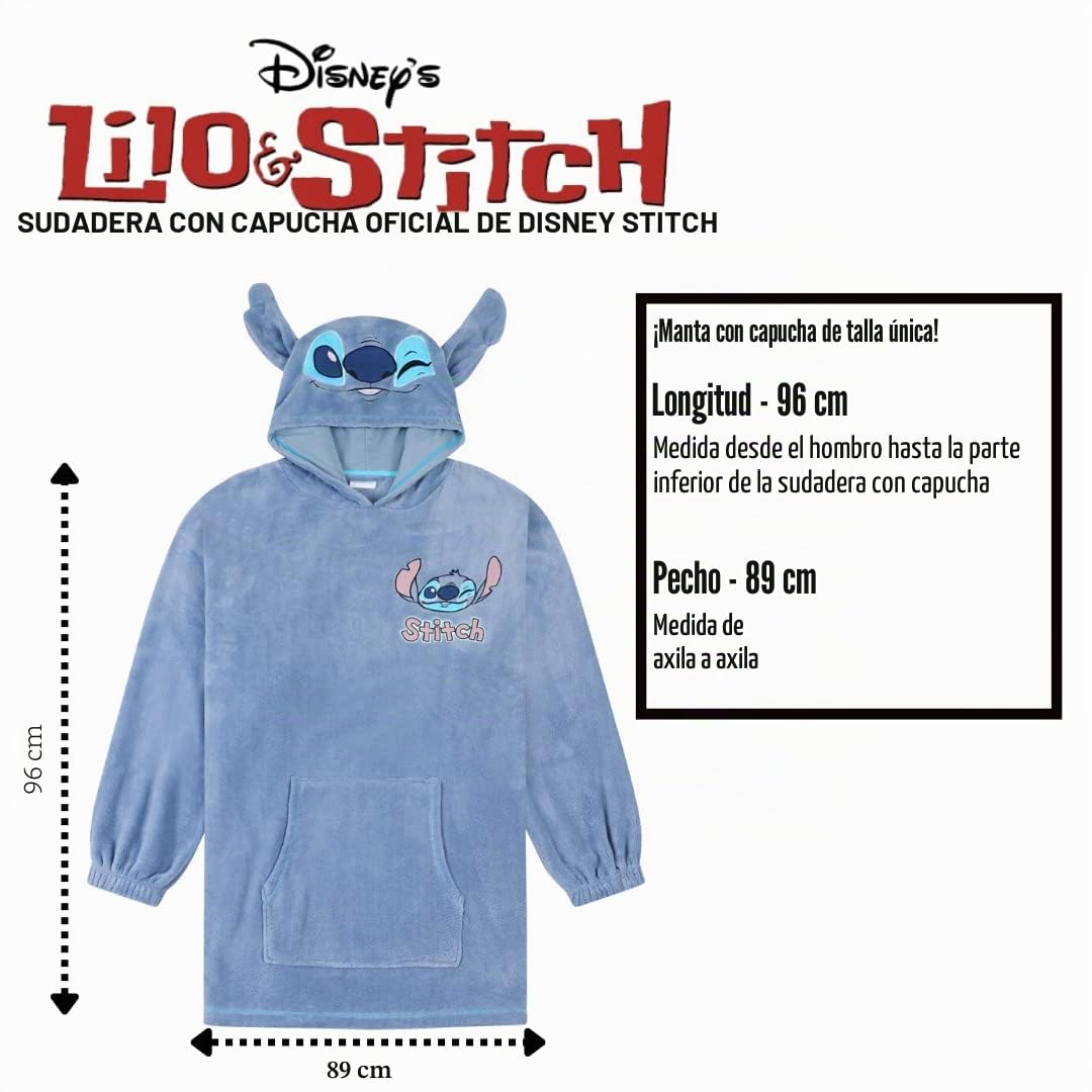 Disney Sudadera con capucha de forro polar para adultos y adolescentes, poncho de gran tamaño, talla única, regalos de puntada