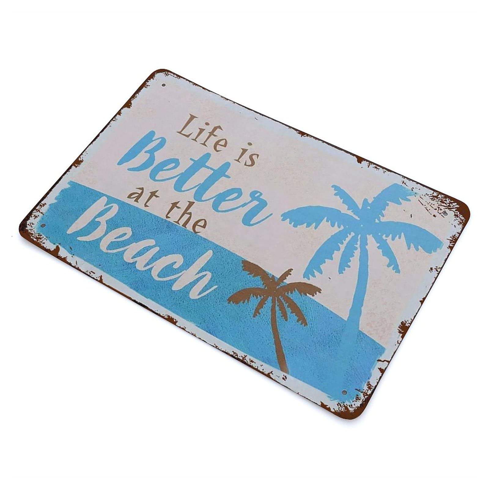 Plaque en métal vintage « Life Is Better At The Beach » rétro en