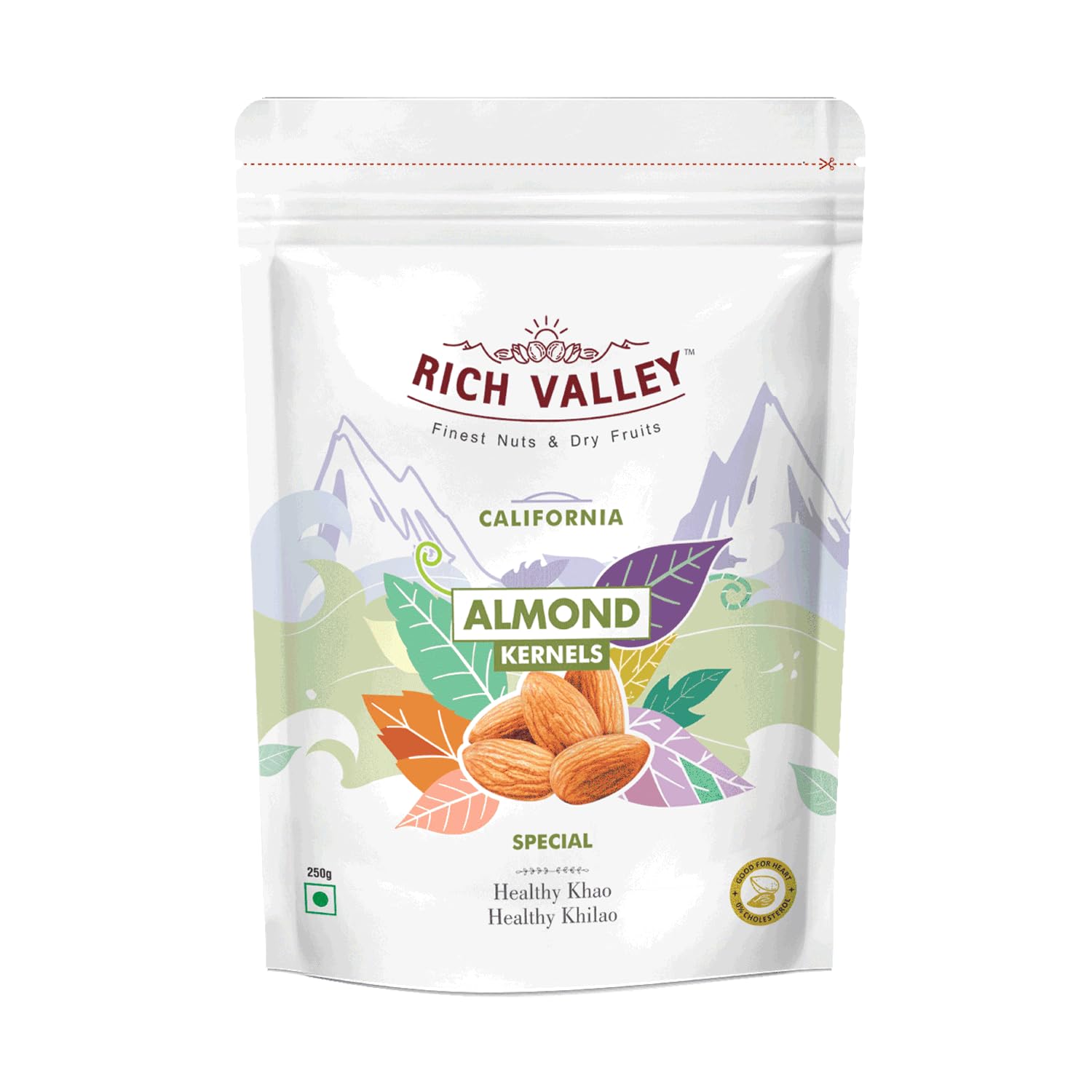 Rich Valley 100% Natural California Almonds 500 grams Badam High in Fiber & Boost Immunity Real Nuts (Special) Pack of 2 x 250g Perfect for Diwali Gifts