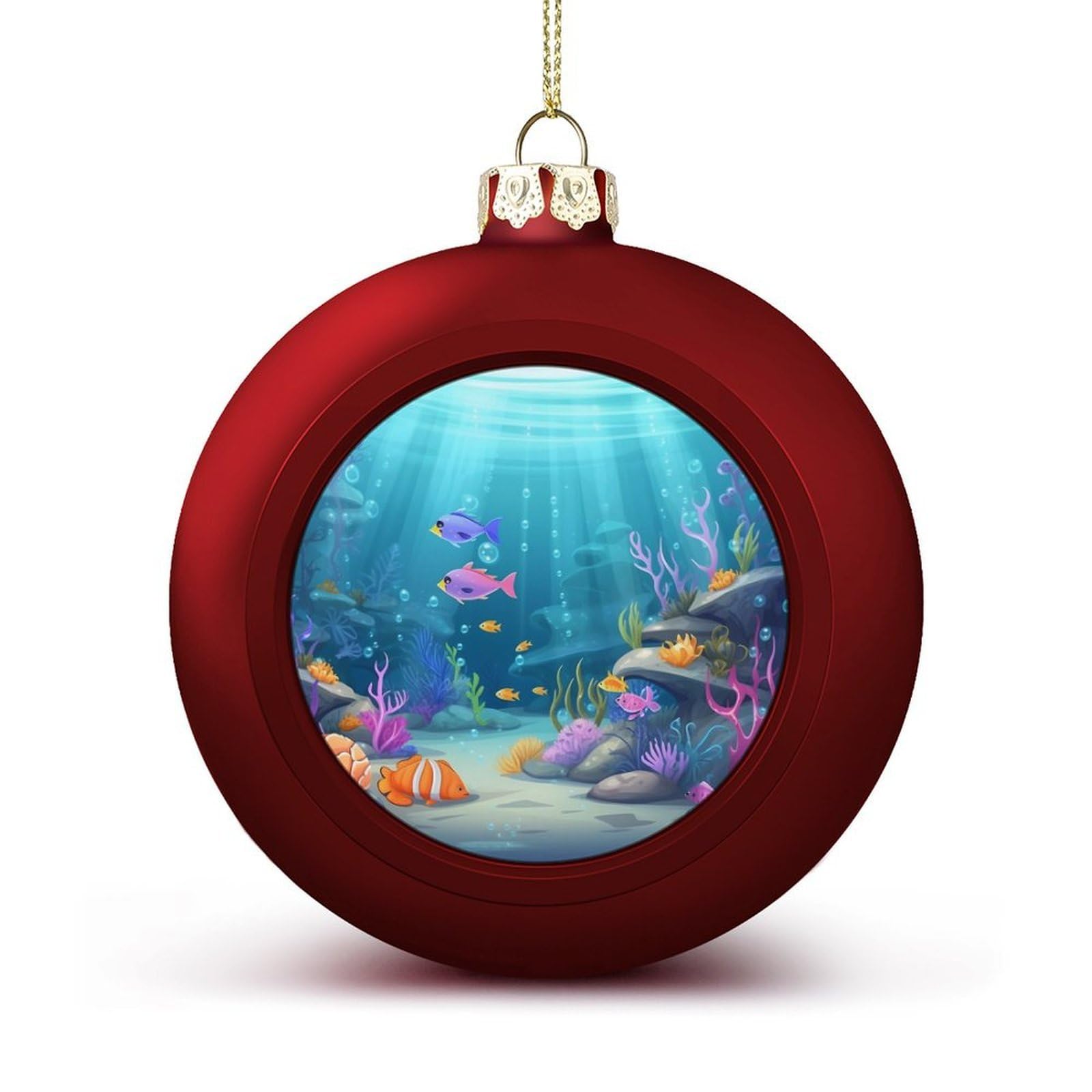 Under Sea Christmas Balls Ornaments for Xmas Christmas Tree 1.6" Hanging Shatterproof Xmas Balls Hanging Decor Pendants for Holiday Party Outdoor Indoor DIY Craft Supplies