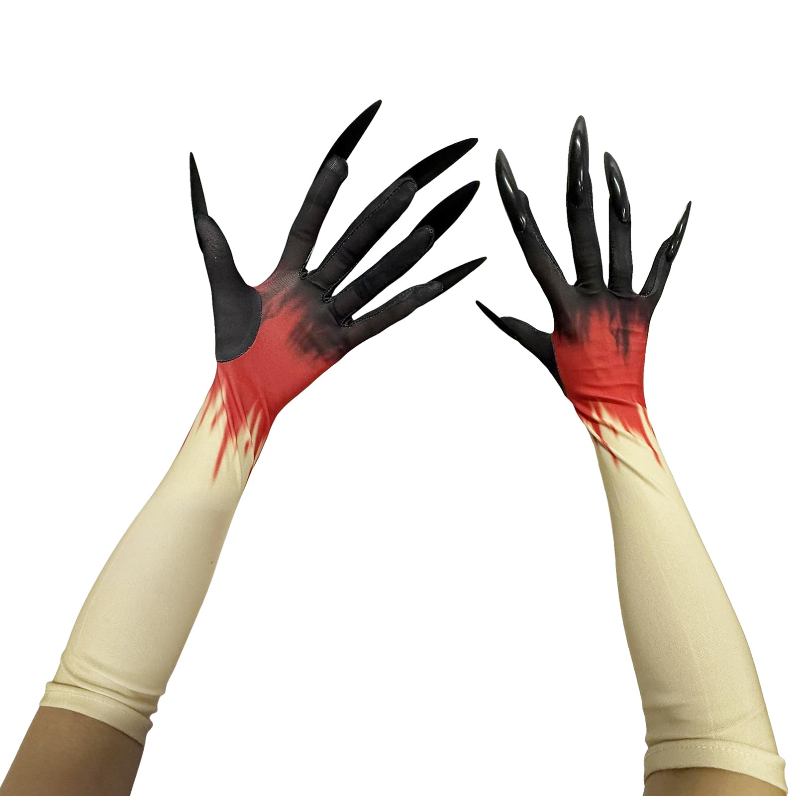 OhMill Women's Halloween Claws Gloves Bloody Ghost Monster Elbow Long Animated Paws Gloves With Long Nails Cosplay Costume Accessory (Bloody - Image 4