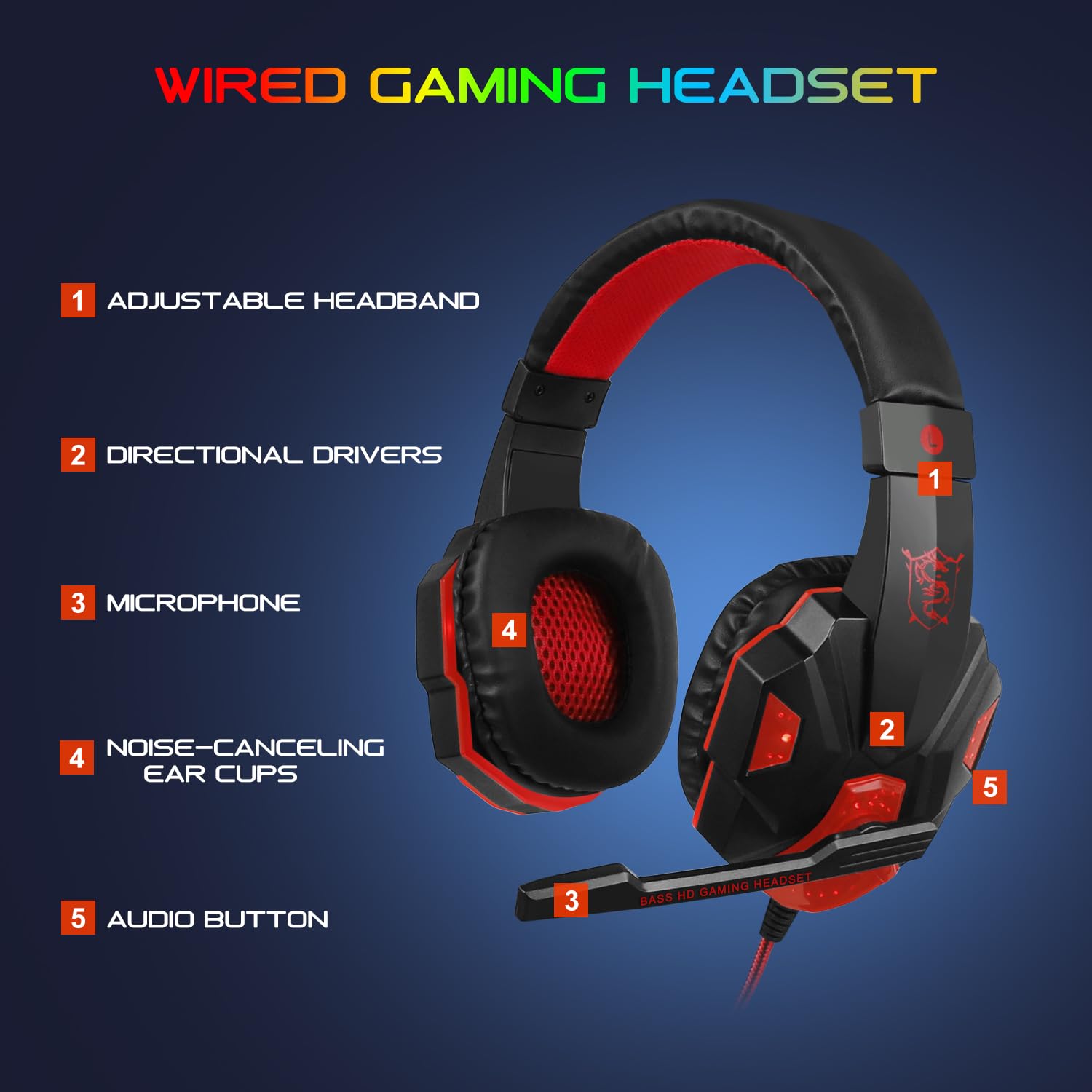 Teclado RGB para juegos y teclado retroiluminado y auriculares, teclado retroiluminado BlueFinger USB con cable retroiluminado, juego de ratón LED para juegos, auriculares con micrófono para