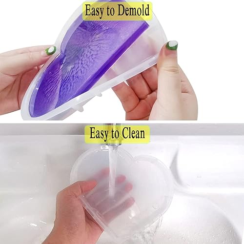 Miniatura 3 de Paquete de 4 moldes de resina para letreros de corazón, moldes de silicona para resina, corazón conmemorativo, letreros de condolencia, moldes de