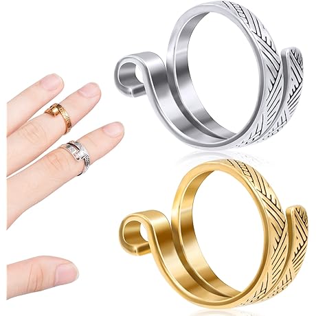 ANCIRS 2 Pack Knitting Crochet Loop Ring for Fingers: Adjustable Crochet Tension Ring
