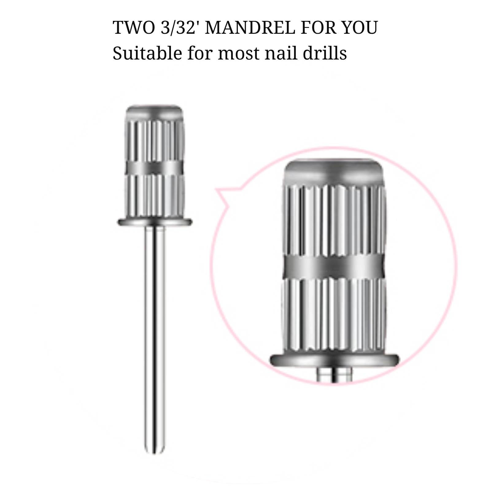 Cilindri Abrasivi Fresa Unghie 100Pz, Grana 180 Bande per Levigatura Unghie Rosa, Bande Levigatrici per Trapano Unghie con 2 Pz Frese 3/32” e Scatola per Accessori Beauty Manicure e Pedicure