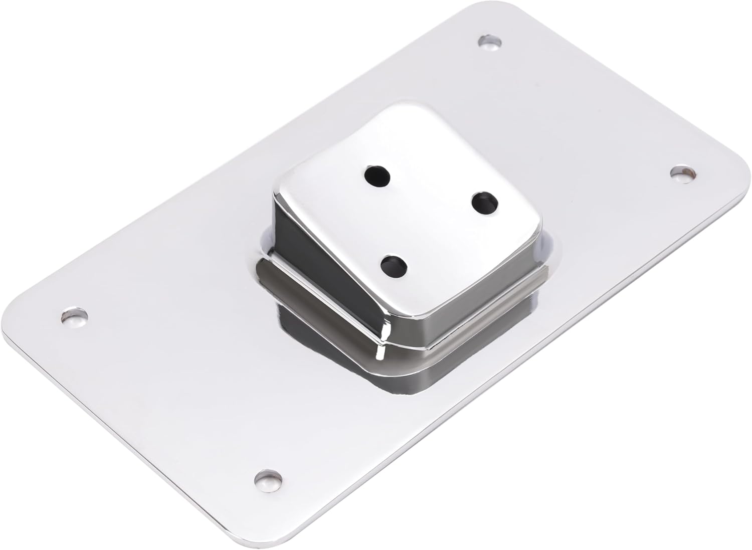 ECOTRIC 3-Hole Laydown License Plate Mount Bracket Compatible with 1973-Up Harley Davidson License Plate Mounting Kit (Chrome/Black Plate)