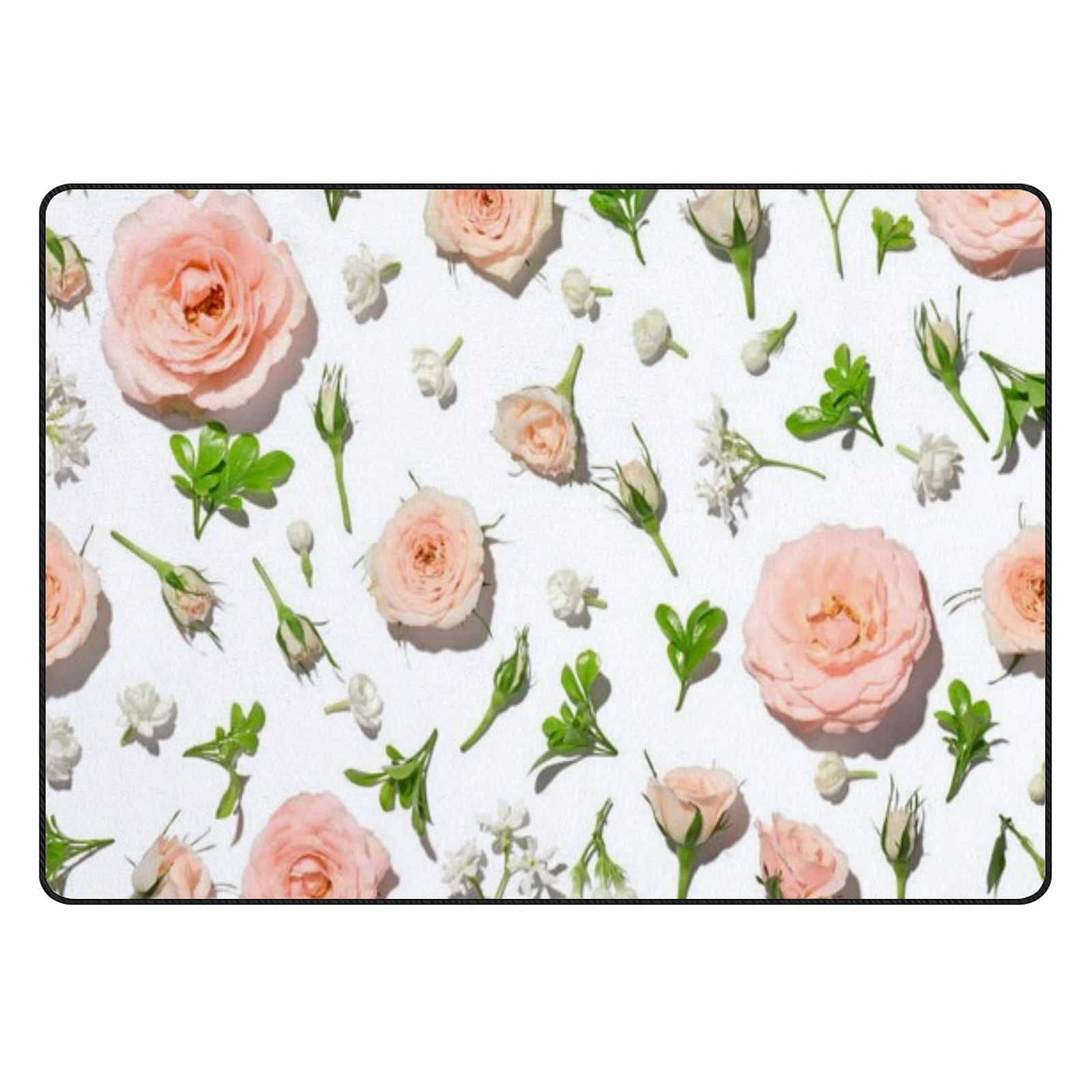 Grand tapis rose en velours corail épais de luxe pour un salon chic