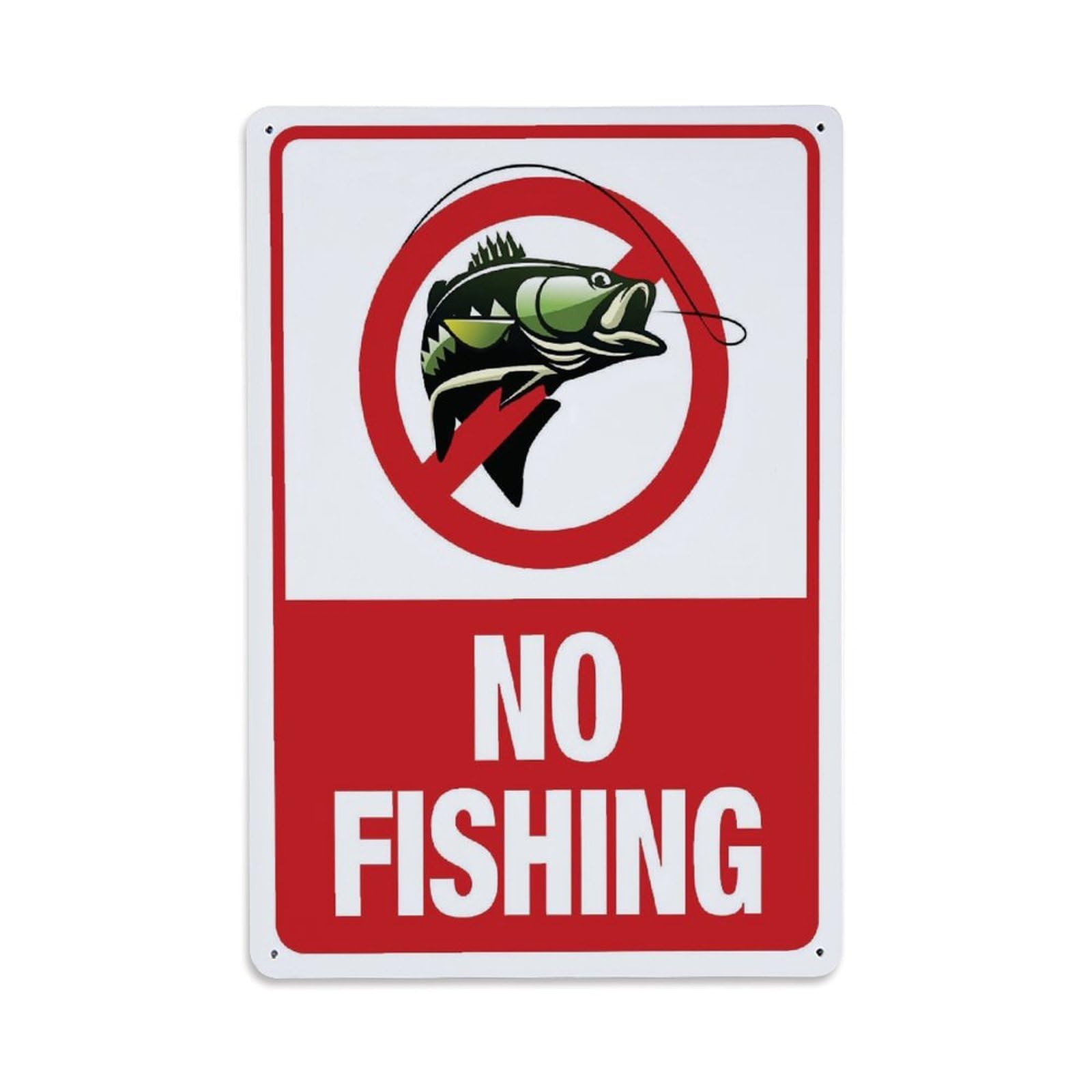 No Fishing Sign Vintage Aluminium Metal Sign, Retro Wall Decor for Home, Bar, Garage & Farmhouse 30x20cm