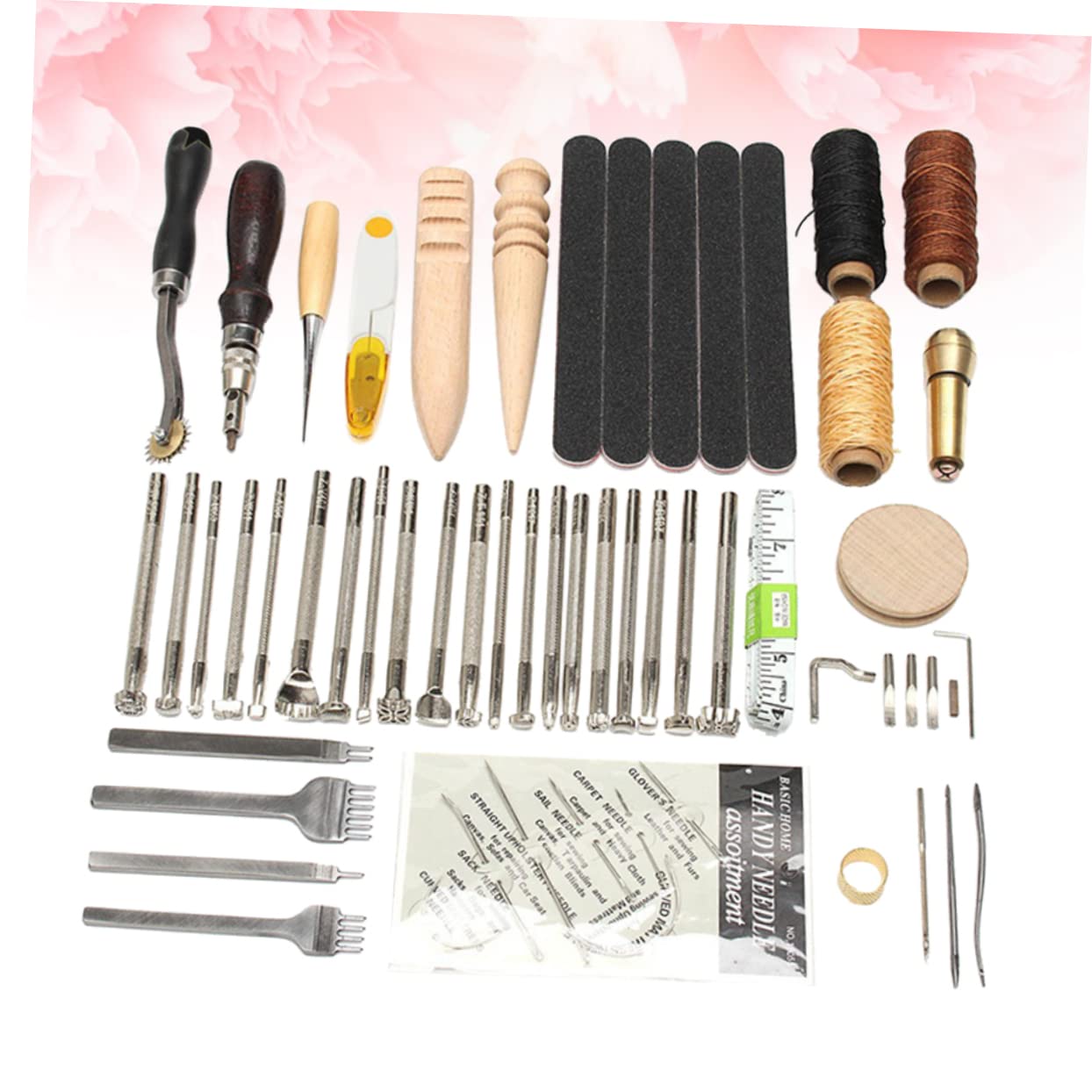 TEHAUX Kit Strumenti per Pelle Fai da Te 59 Pezzi per Cucito Manuale | Plastica e Metallo, per Riparazioni e Cuciture su Pellicce e Materassi, Set per Amanti del Fai da Te