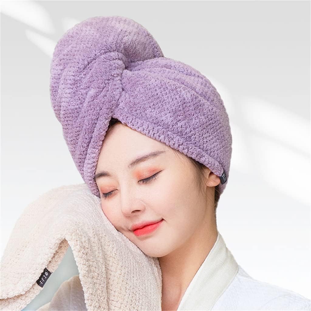 Wiping Hair Towel Double-Layer Thickened Super Absorbent Female Shampoo Female Dry Hair Cap(Gray)