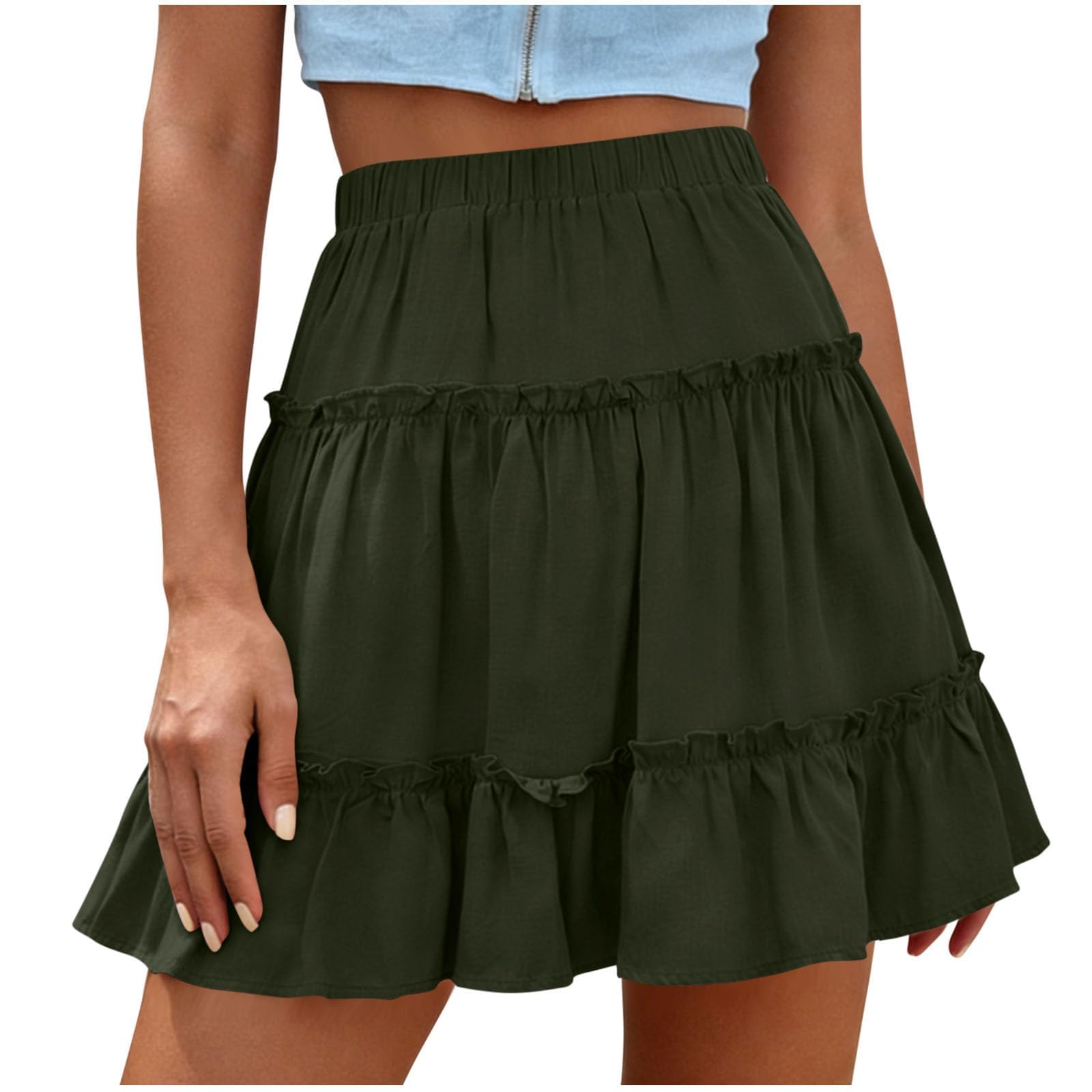 Womens Mini Skirt Ruffle Lingerie Layered Boho Golf Tennis Skirts Summer Casual Lightweight Solid Cute Skort 2026